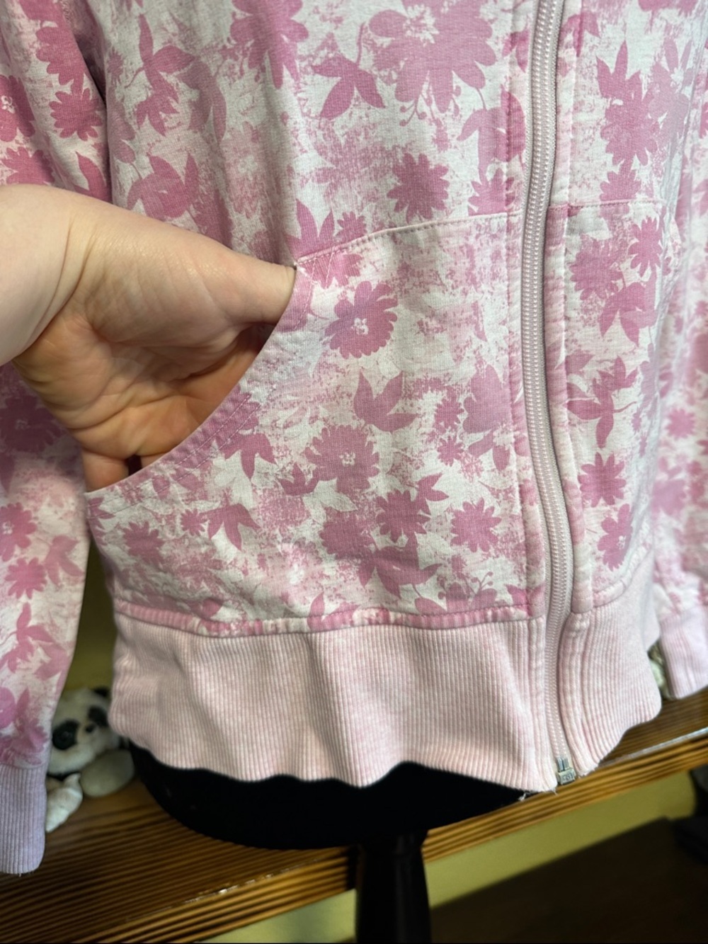 Pink Floral Zip-Up Hoodie - Picture 2 of 7